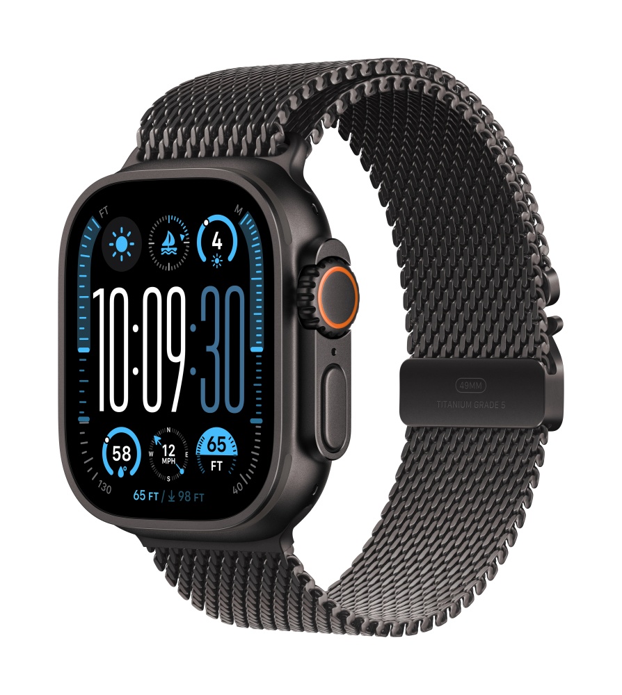 Apple Watch Ultra2 v2 Cellular 49mm Black Titanium Case with Black Titanium Milanese Loop L T1