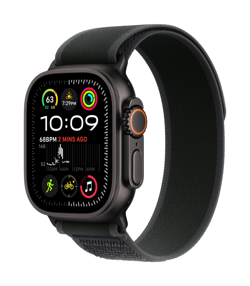 Apple Watch Ultra2 v2 Cellular 49mm Black Titanium Case with Black Trail Loop M/L T1
