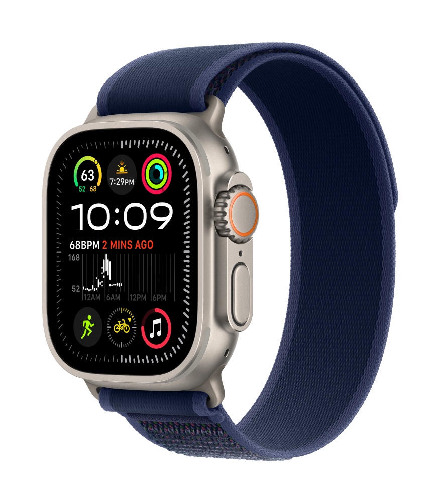 Apple Watch Ultra2 v2 Cellular 49mm Natural Titanium Case with Blue Trail Loop M/L T1