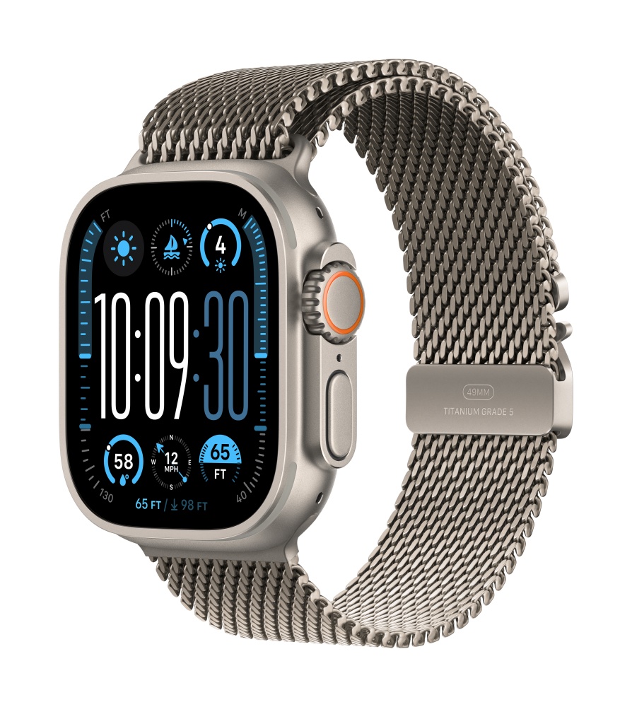 Apple Watch Ultra2 v2 Cellular 49mm Natural Titanium Case with Natural Titanium Milanese Loop S T1