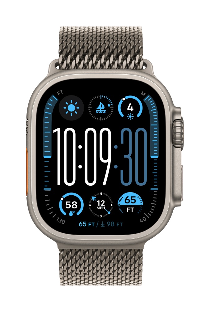 Apple Watch Ultra2 v2 Cellular 49mm Natural Titanium Case with Natural Titanium Milanese Loop M T2